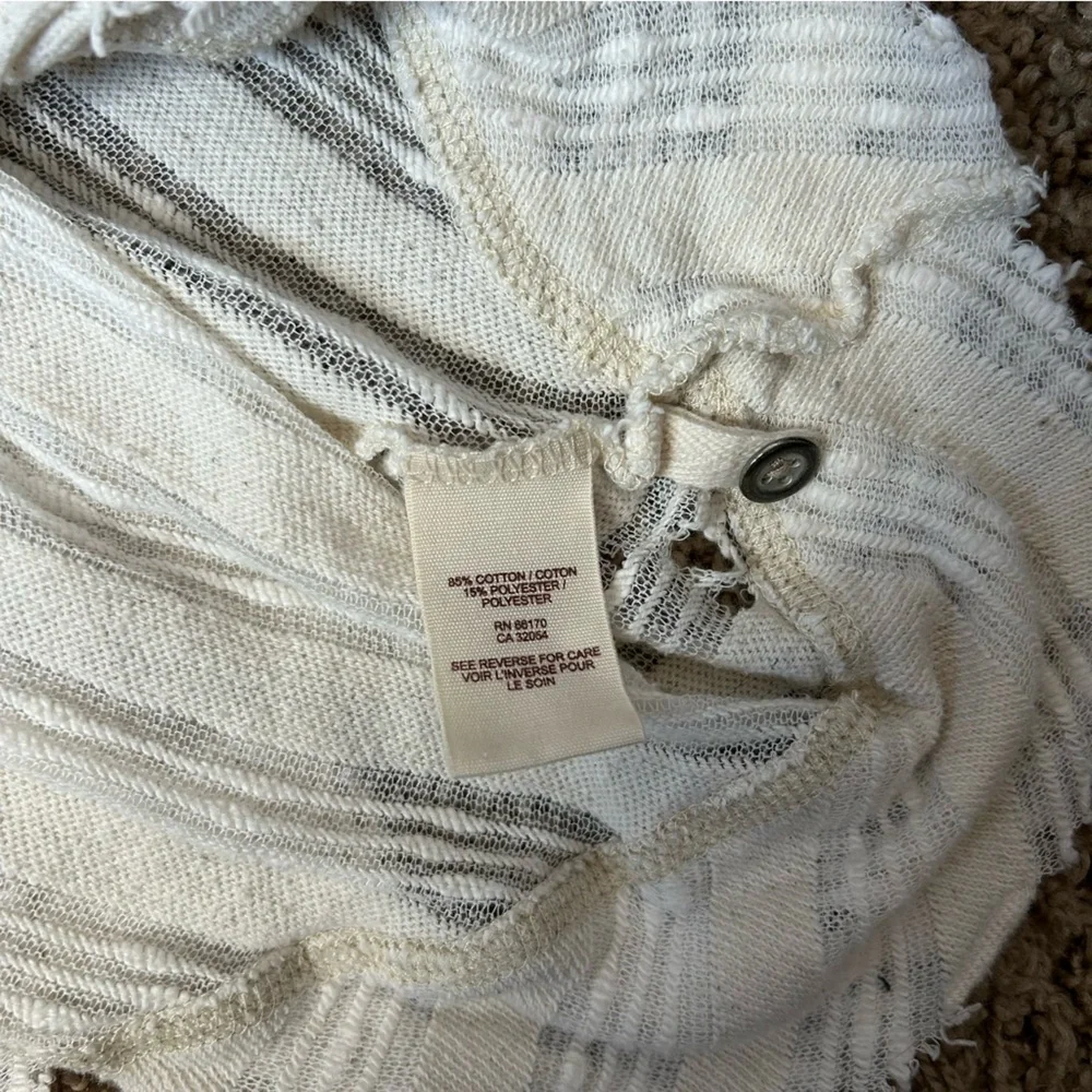 W Cream Free People Oversized Thin Knit Sweater Shirt Size XS |A40 - Picture 4 of 10